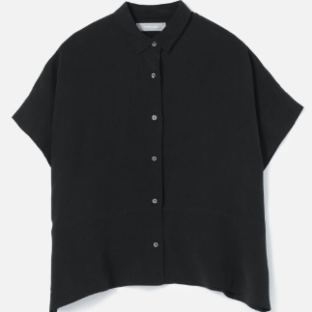 Everlane Black Short Sleeve Button-Up Top